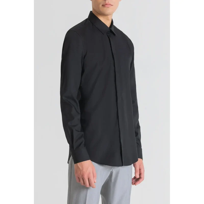 Chemise pour Homme Antony Morato Noire Classique Manches Longues Coton