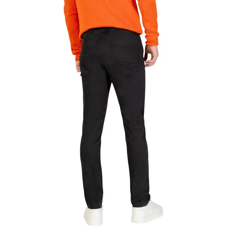 Pantalons Hommes Borghese Gris Mélange de Coton Coupe Slim Taille 31