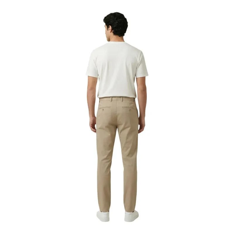 Pantalons Homme Beige Coton Élasthanne Printemps Été