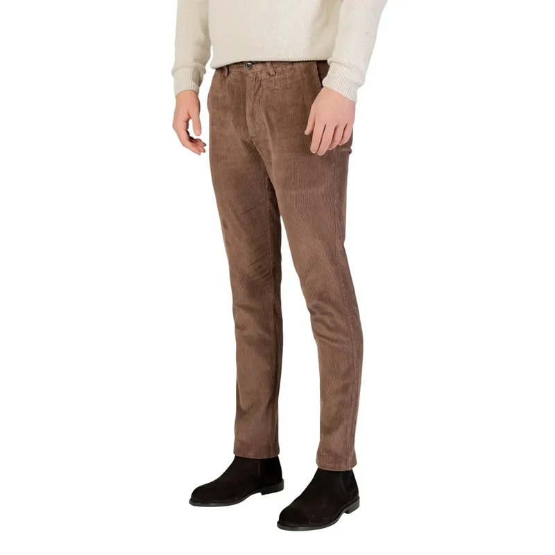 Pantalons en coton mélangé marron pour hommes Borghese Automne Hiver Taille VL08