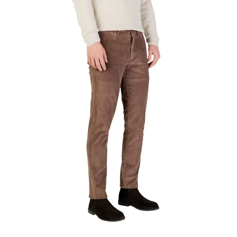 Pantalons en coton mélangé marron pour hommes Borghese Automne Hiver Taille VL08