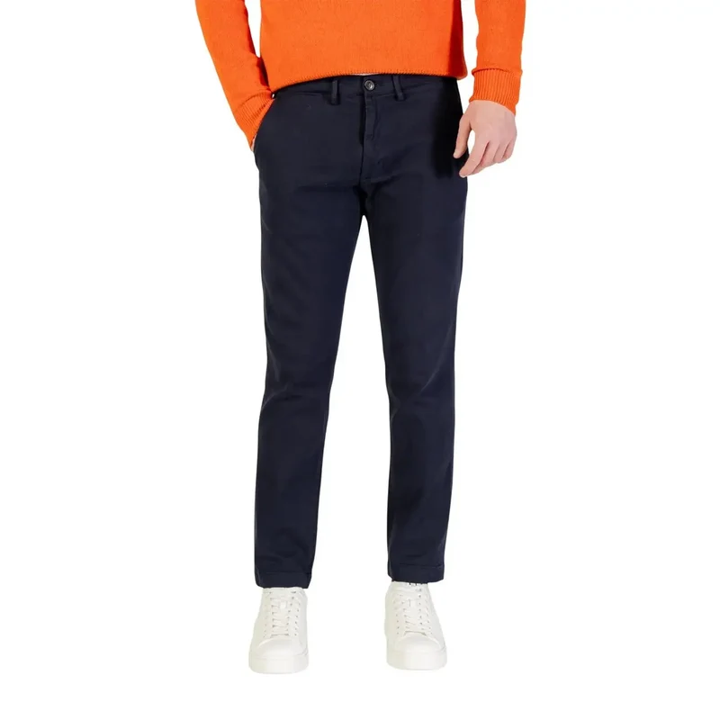Pantalons pour Hommes Borghese Bleu Coton Élastique Pantalons Décontractés