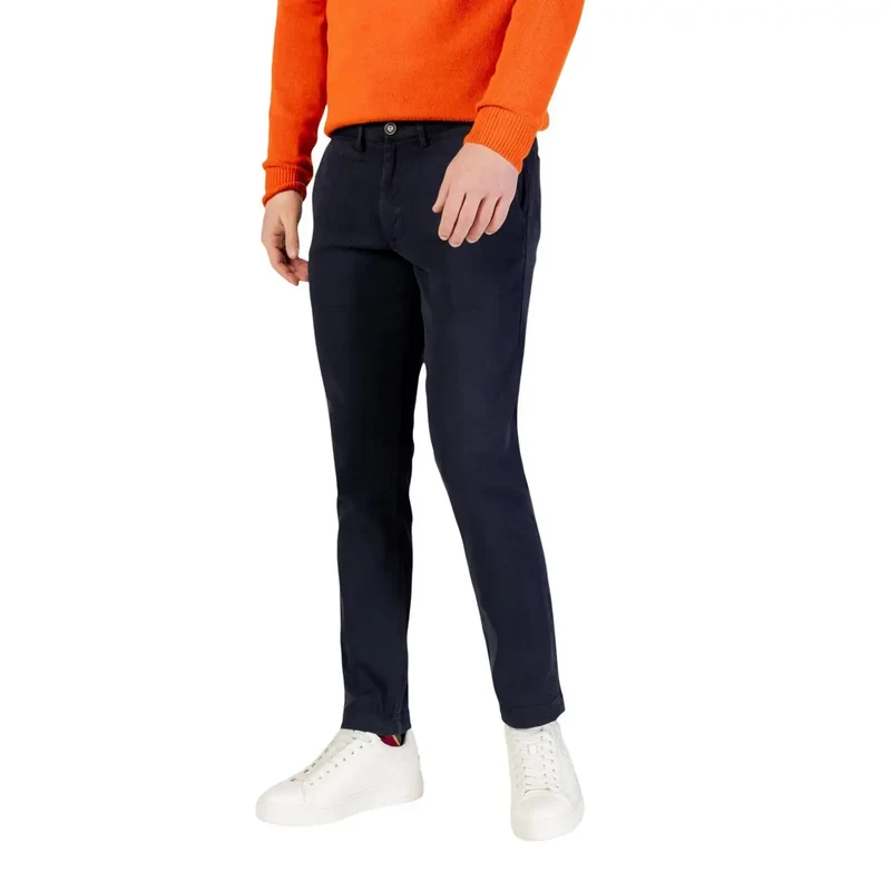Pantalons pour Hommes Borghese Bleu Coton Élastique Pantalons Décontractés