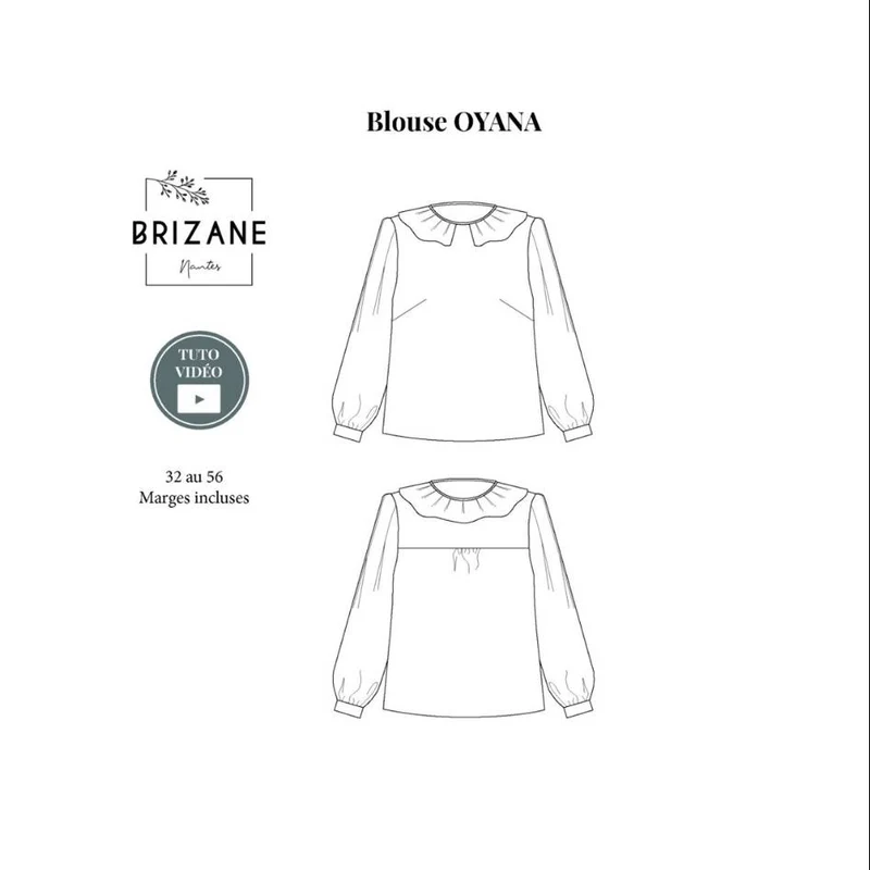 Patron de couture PDF | Blouse Oyana | Atelier Brizane | Fançais Seulement