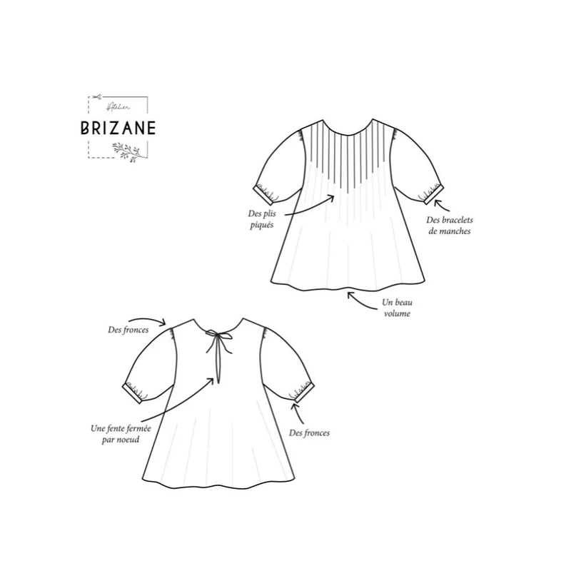 Patron de couture PDF | Blouse Roséa | Atelier Brizane | Fançais Seulement
