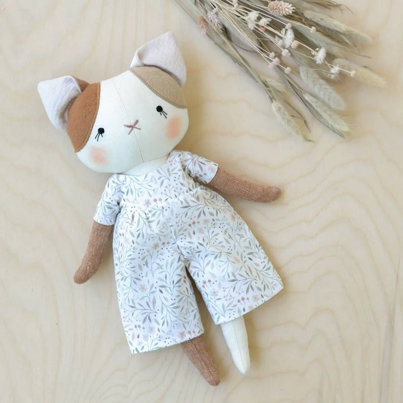 Patron de couture PDF | Poupée chat + 2 tenues | Mes Petites Lunes