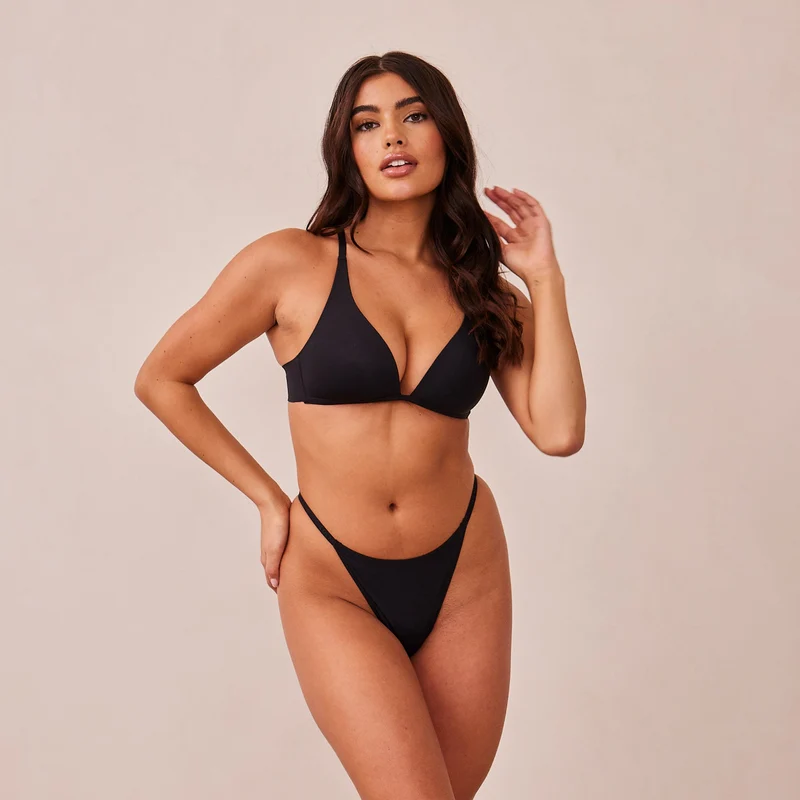 Light Plunge Soutien-Gorge T-Shirt Sans Armatures - Noir