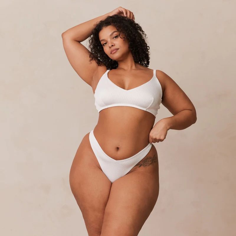 Ribbed Triangle Soutien-Gorge - Blanc