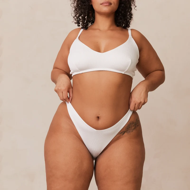 Ribbed Triangle Soutien-Gorge - Blanc