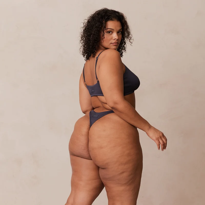 Ribbed Triangle Soutien-Gorge - Bleu Charbon