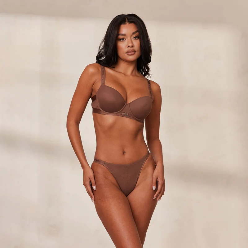 Smooth Mesh T-shirt Soutien-Gorge - Noisette