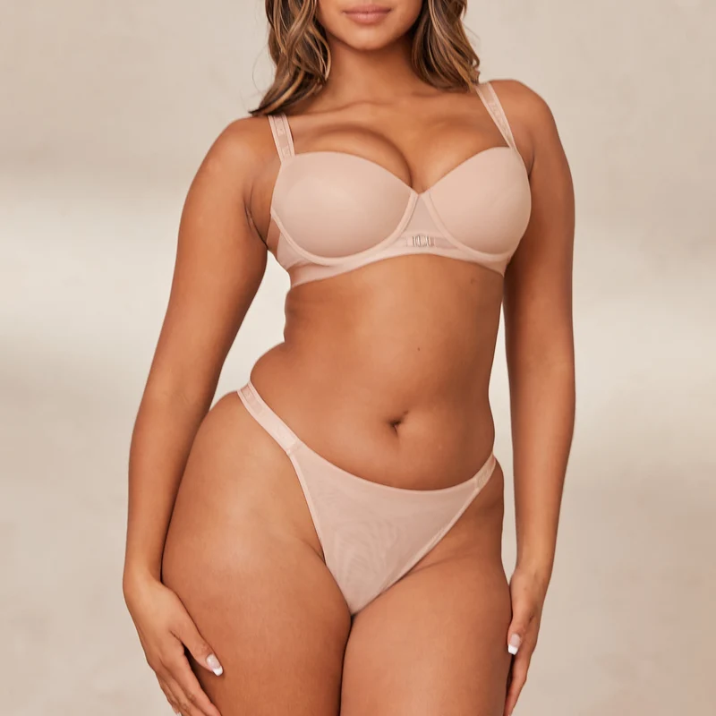 Smooth Mesh T-shirt Soutien-Gorge - Taupe