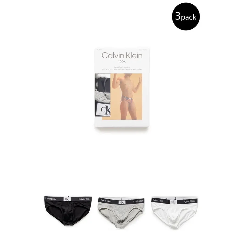 Calvin Klein Hommes Slip en Coton Blanc à Motif 000NB3527A