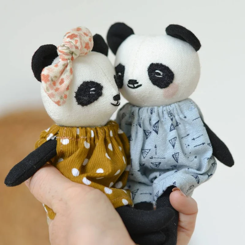 Patron de couture PDF | Mini poupées ours, panda et lion | Mes Petites Lunes