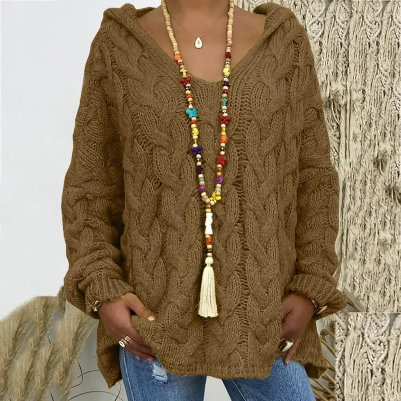 Liana Pull en Maille Torsadée pour Femme – Haut en Tricot Doux et Oversize avec Motif Texturé Élégant