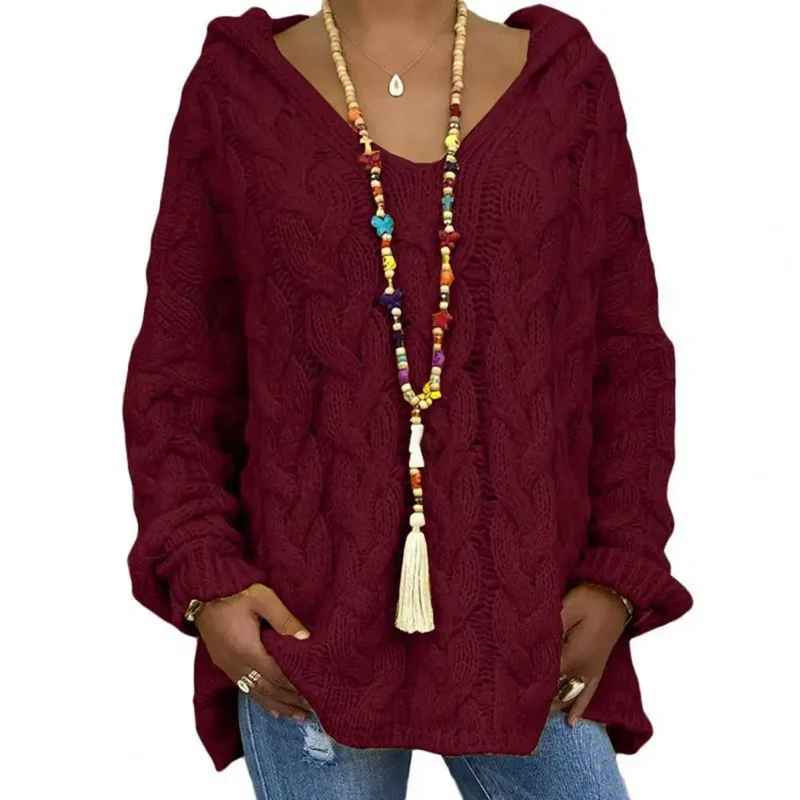 Liana Pull en Maille Torsadée pour Femme – Haut en Tricot Doux et Oversize avec Motif Texturé Élégant