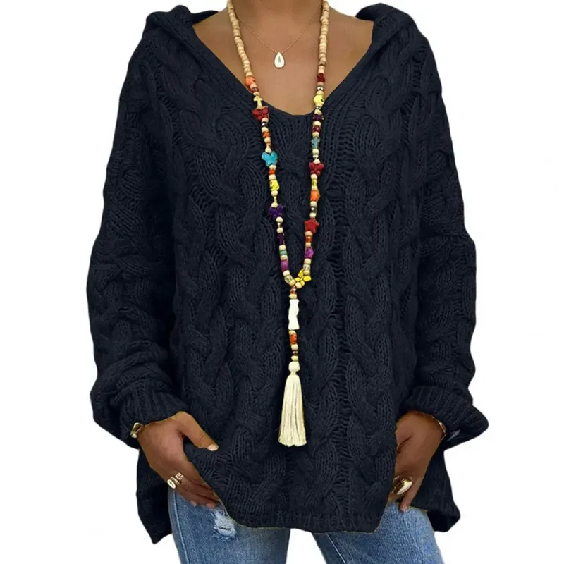 Liana Pull en Maille Torsadée pour Femme – Haut en Tricot Doux et Oversize avec Motif Texturé Élégant