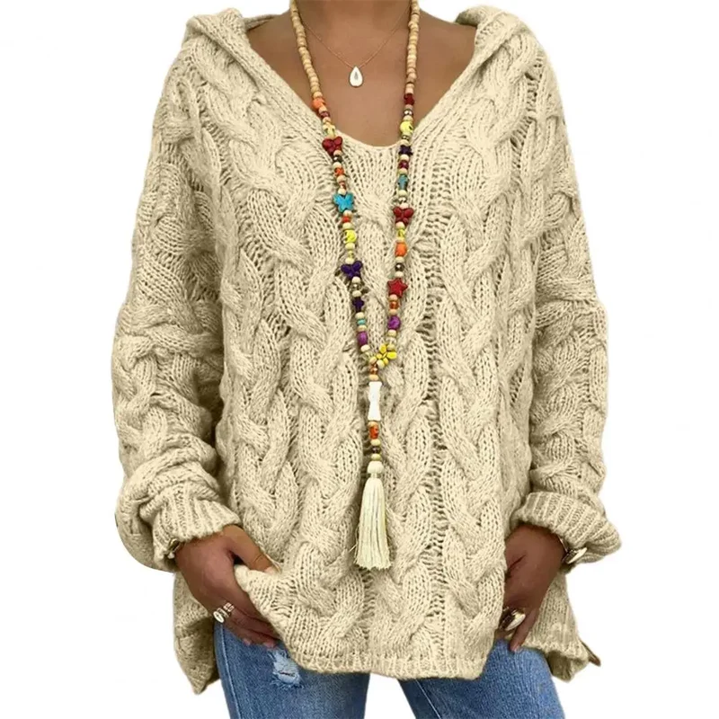 Liana Pull en Maille Torsadée pour Femme – Haut en Tricot Doux et Oversize avec Motif Texturé Élégant