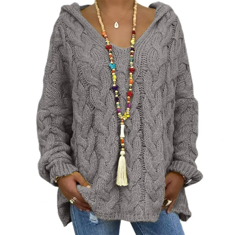 Liana Pull en Maille Torsadée pour Femme – Haut en Tricot Doux et Oversize avec Motif Texturé Élégant