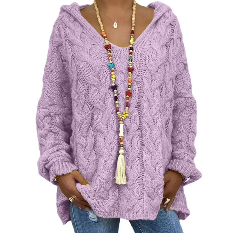 Liana Pull en Maille Torsadée pour Femme – Haut en Tricot Doux et Oversize avec Motif Texturé Élégant