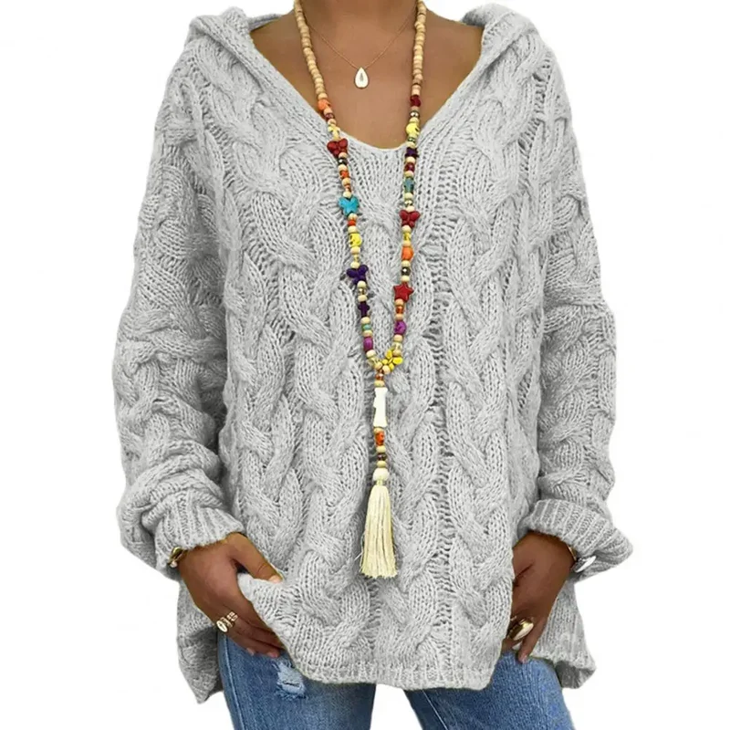 Liana Pull en Maille Torsadée pour Femme – Haut en Tricot Doux et Oversize avec Motif Texturé Élégant