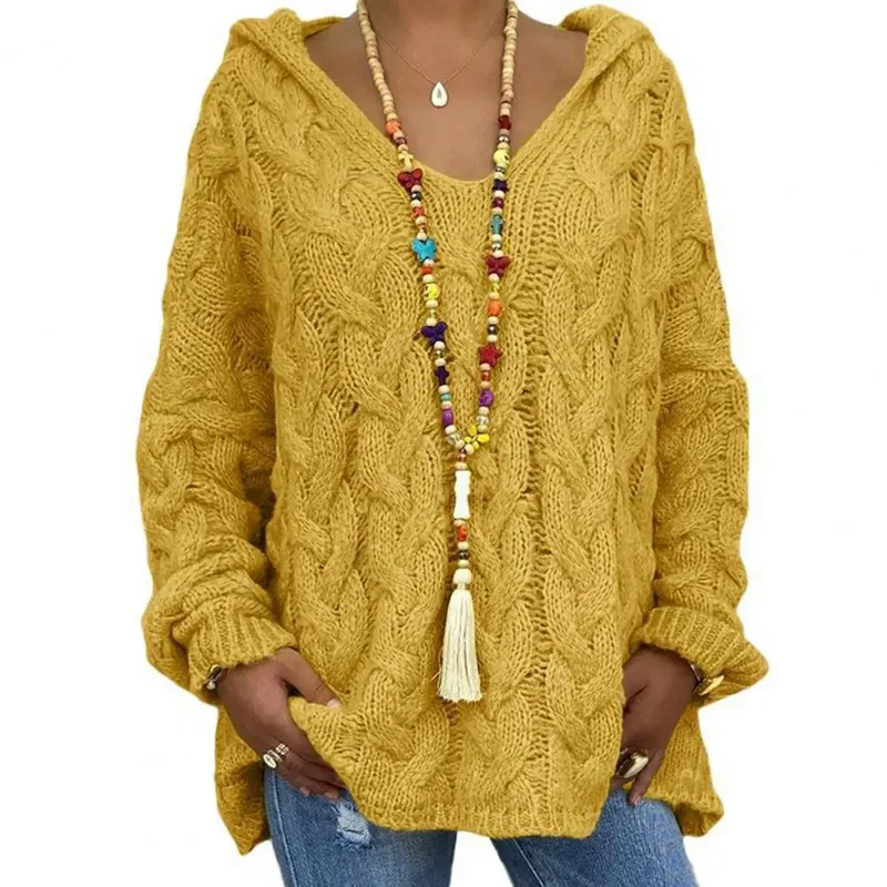 Liana Pull en Maille Torsadée pour Femme – Haut en Tricot Doux et Oversize avec Motif Texturé Élégant