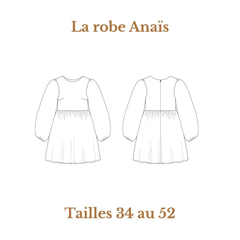 Patron de couture PDF | La robe Anaïs | Cha'Coud | Bilingue (FR/EN)