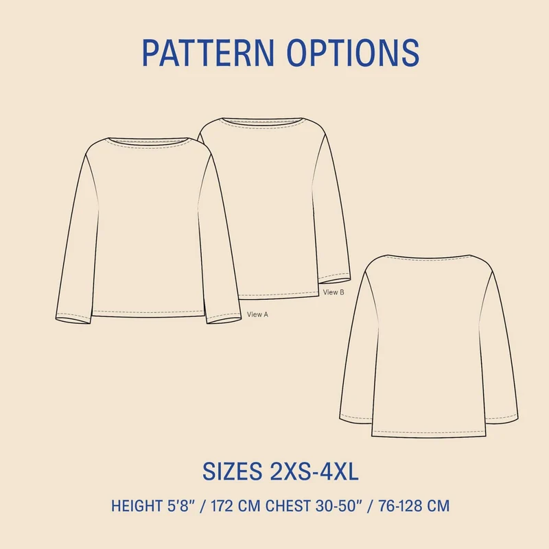 Patron de couture PDF | Chemisier à encolure bateau | Wardrobe by Me