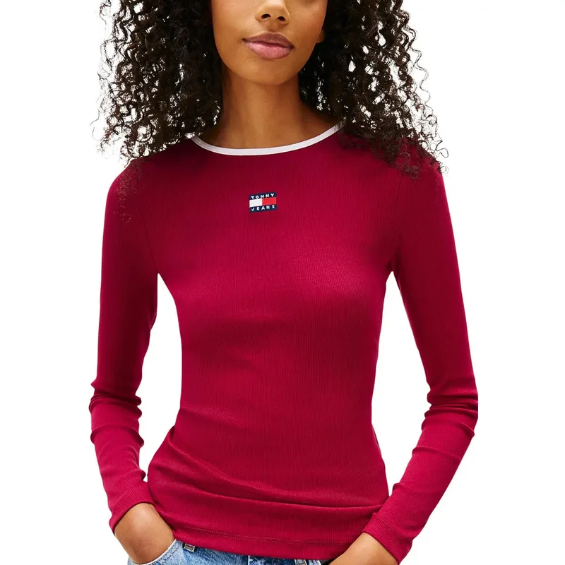 Tommy Hilfiger Women White Long Sleeve Organic Cotton T-Shirt (T-shirt à manches longues en coton biologique)