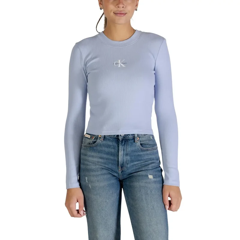 Calvin Klein Jeans Women White Long Sleeve Organic Cotton T-Shirt (T-shirt à manches longues en coton biologique)