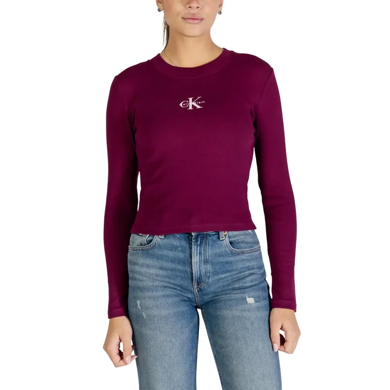 Calvin Klein Jeans Women White Long Sleeve Organic Cotton T-Shirt (T-shirt à manches longues en coton biologique)