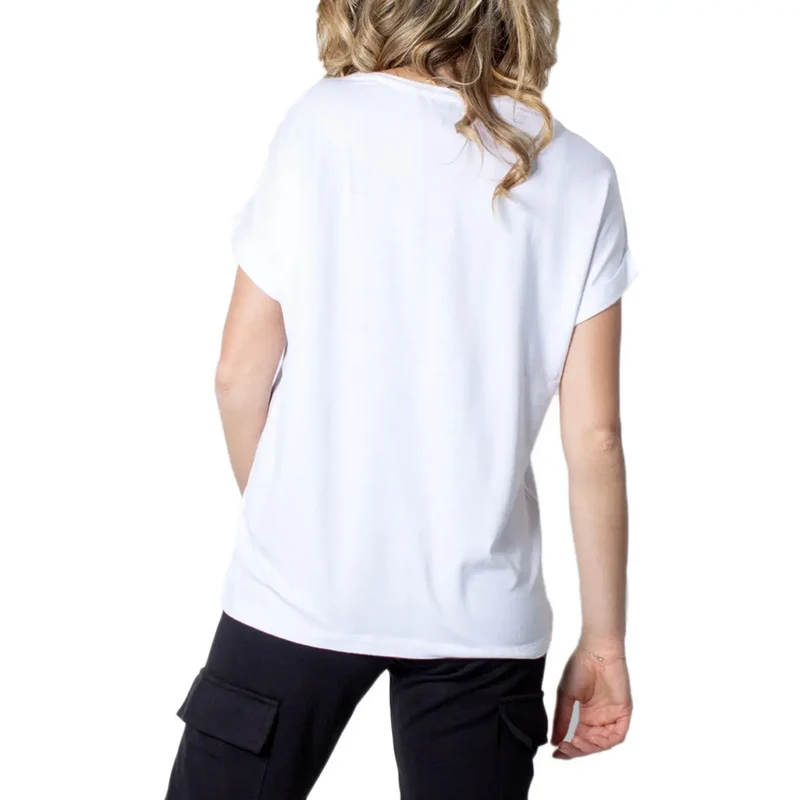 T-shirt blanc à manches courtes en viscose pour femmes