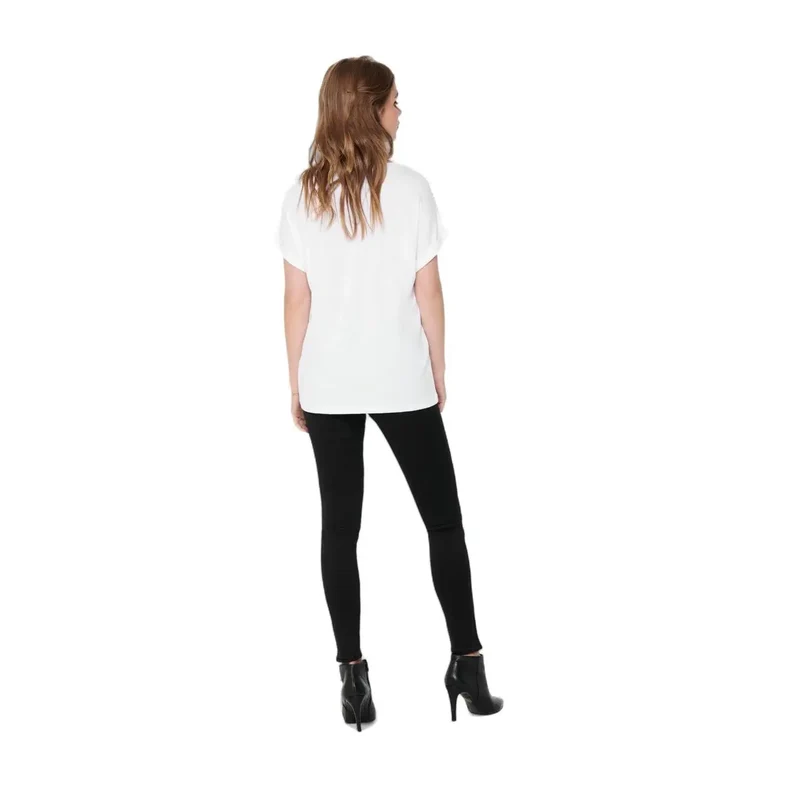 T-shirt blanc à manches courtes en viscose pour femmes