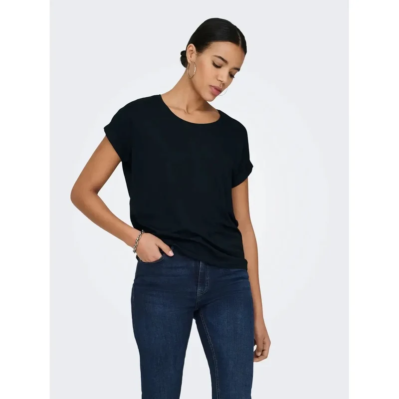 T-shirt blanc à manches courtes en viscose pour femmes