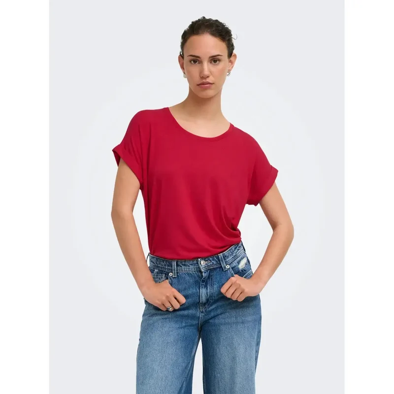 T-shirt blanc à manches courtes en viscose pour femmes