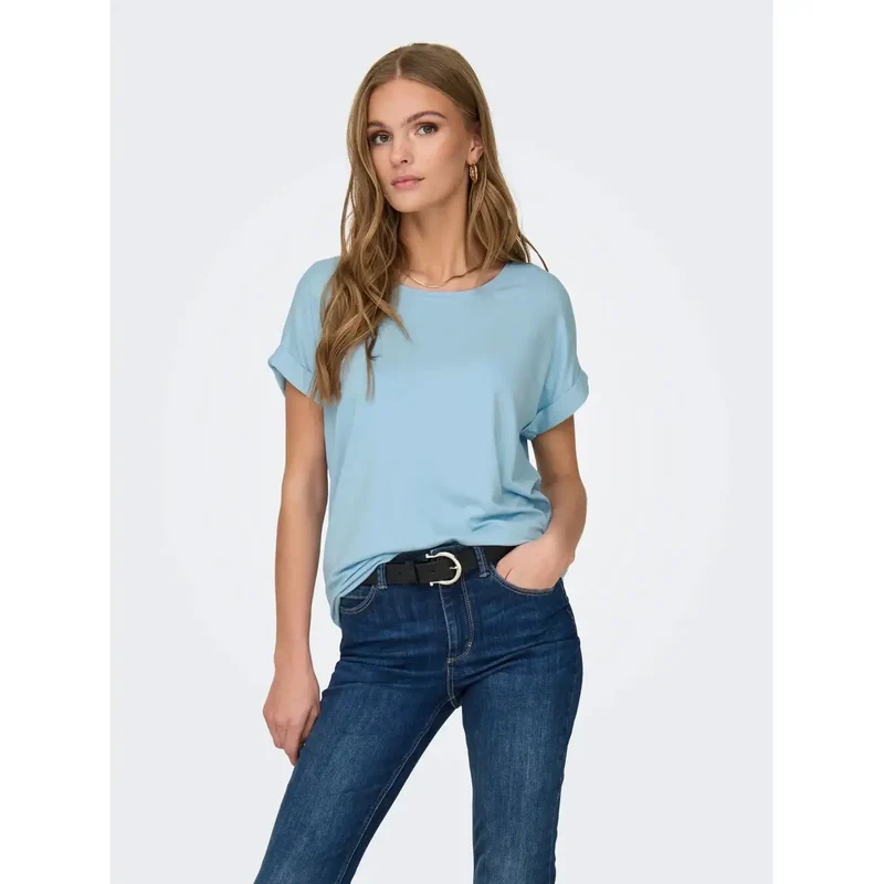 T-shirt blanc à manches courtes en viscose pour femmes
