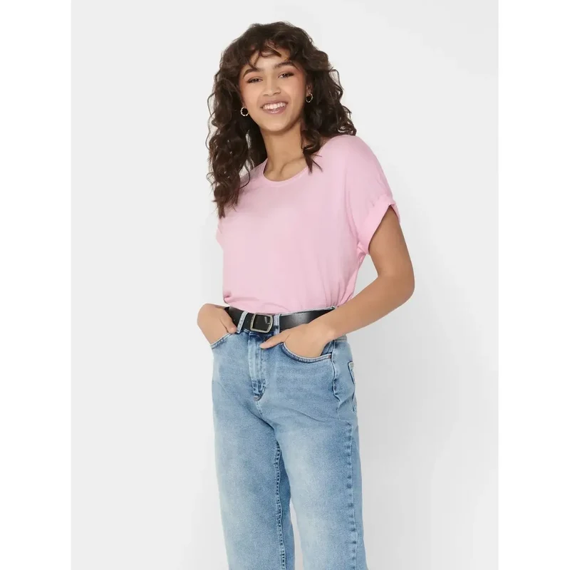 T-shirt blanc à manches courtes en viscose pour femmes