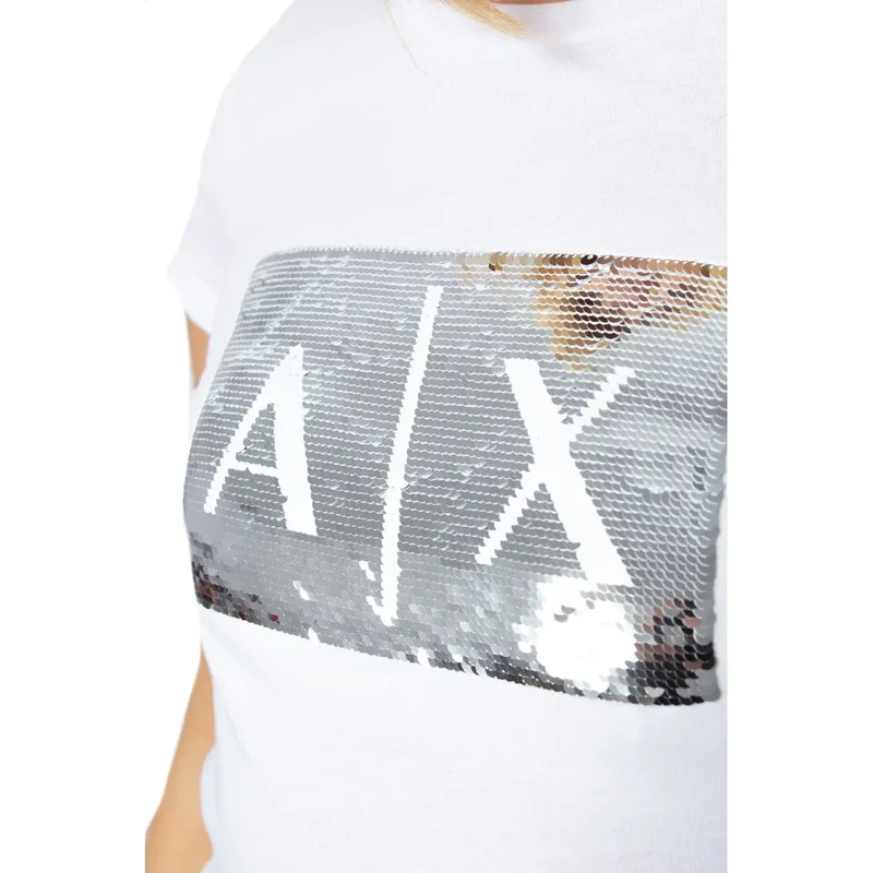 Armani Exchange Femme - T-shirt imprimé en coton blanc