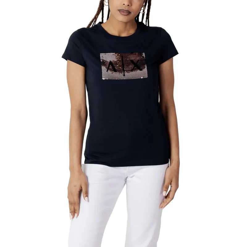 Armani Exchange Femme - T-shirt imprimé en coton blanc
