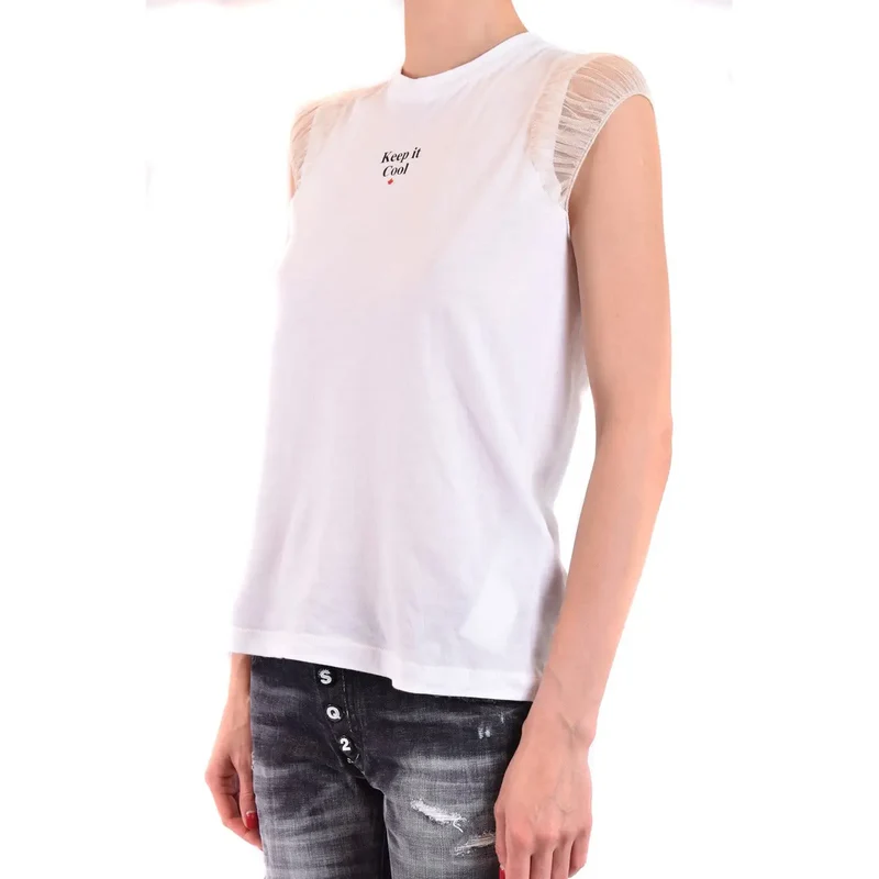 Dsquared2 White Cotton Print Tank Top for Women