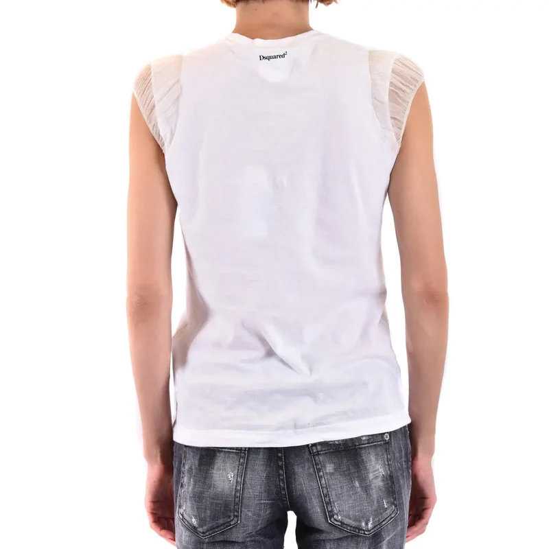 Dsquared2 White Cotton Print Tank Top for Women