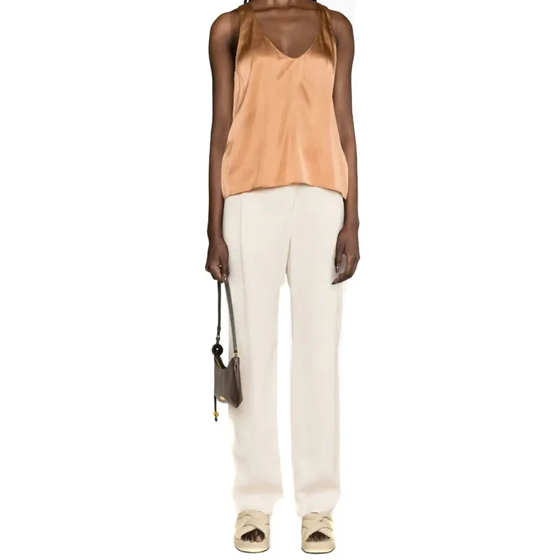 Pinko Women Brown V Neck Tank Top Spring Summer