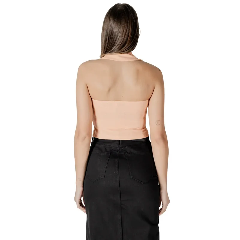 Calvin Klein Jeans Women Orange V Neck Cotton Top