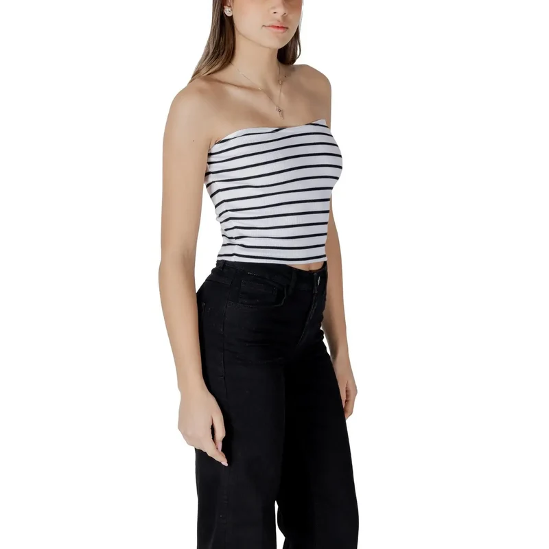 Calvin Klein Jeans Women White Striped Sleeveless Top (Top sans manches rayé)