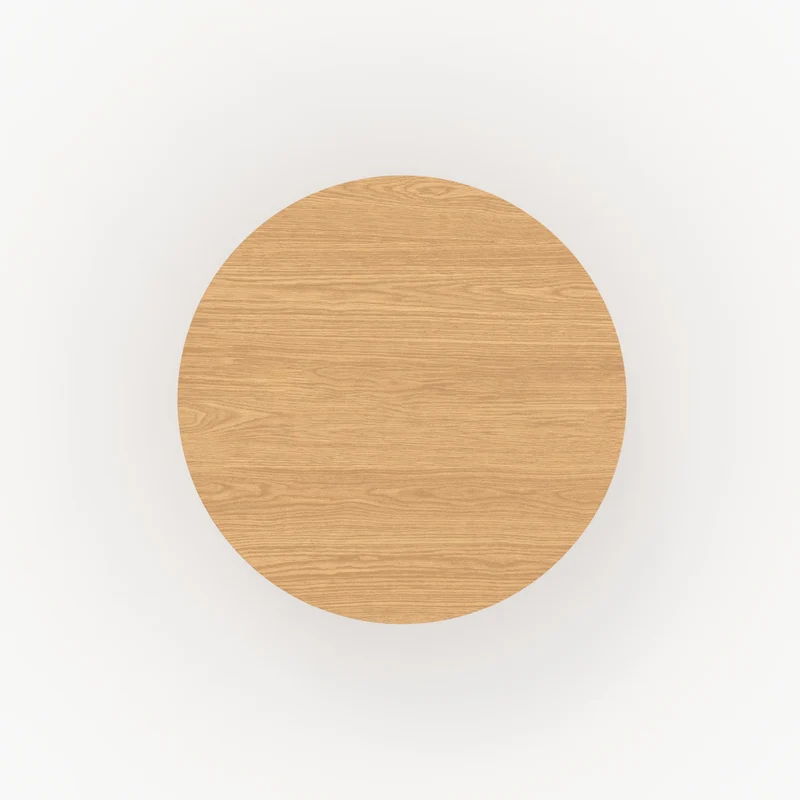 Table ronde Izzi 4 personnes en bois d'hévéa massif et placage en chêne D120 cm