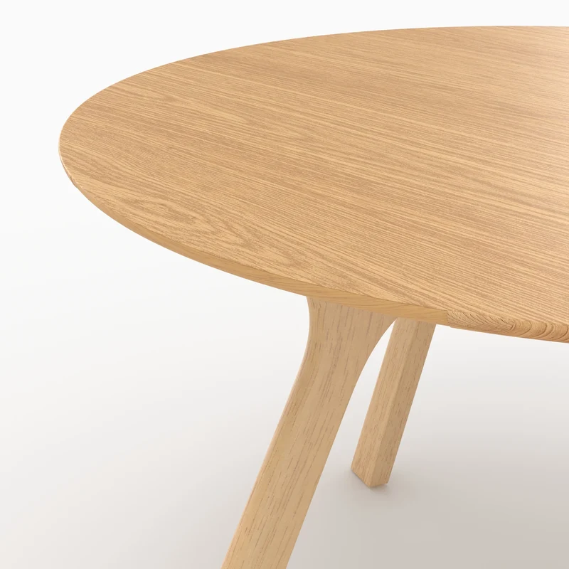 Table ronde Izzi 4 personnes en bois d'hévéa massif et placage en chêne D120 cm