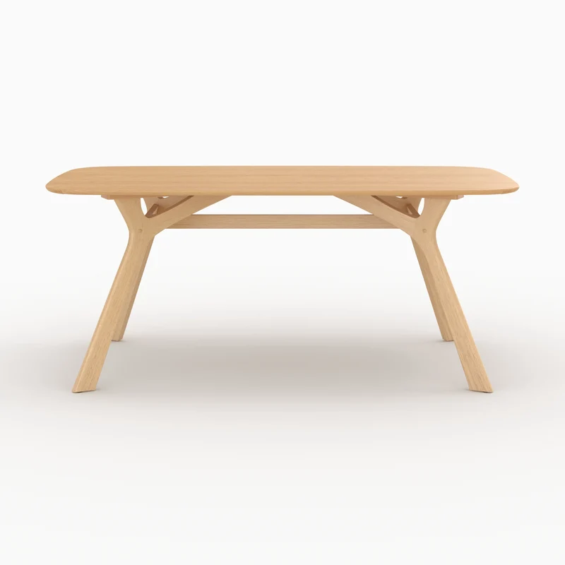 Table rectangulaire Paula 6 places en bois d'hévéa massif et placage en chêne