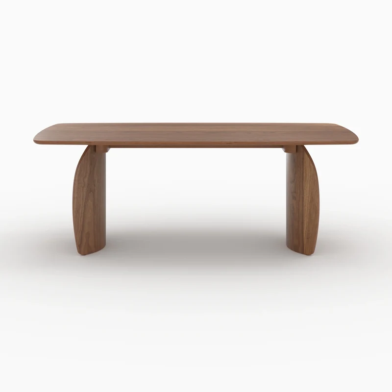 Table rectangulaire Asma 6 places en bois contreplaqué et placage en noyer
