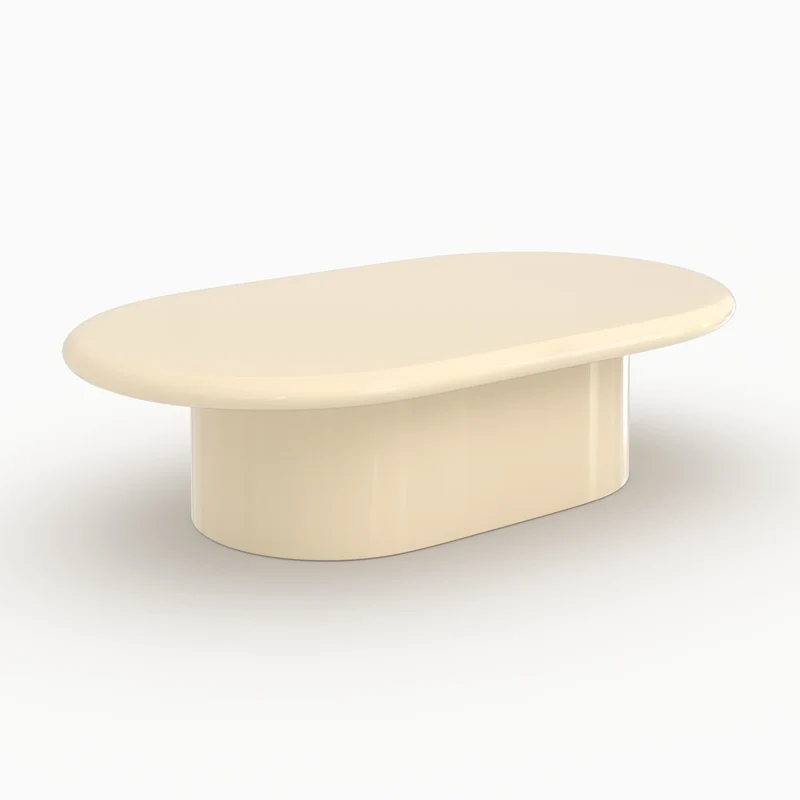 Table basse ovale Sia laquée blanche en MDF, 120 cm