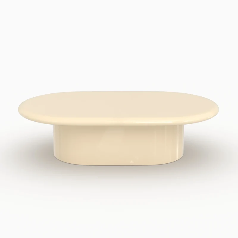 Table basse ovale Sia laquée blanche en MDF, 120 cm